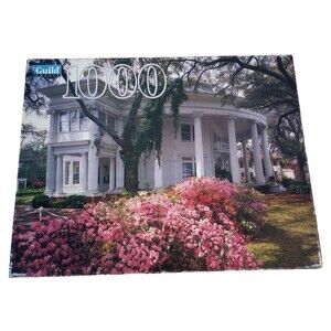 Vintage GUILD Jigsaw Puzzle 1000 piece 1995 Pink Flowers Crescent House Valdosta